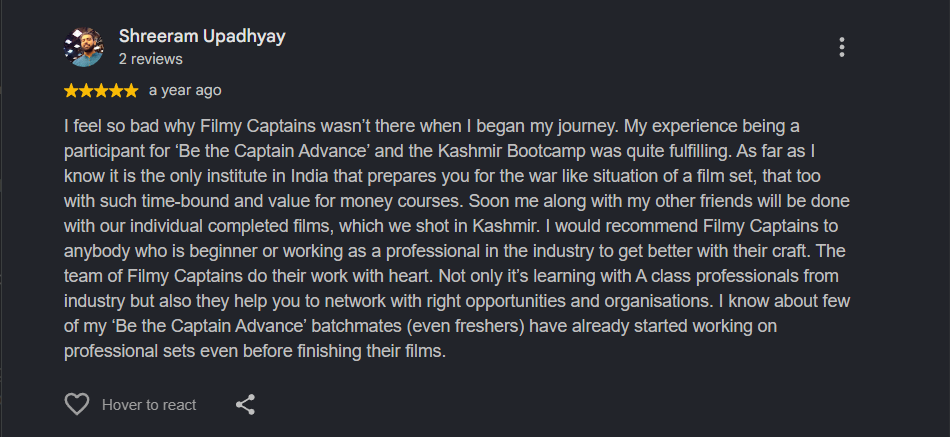 Google review by Shreeram Upadhyay